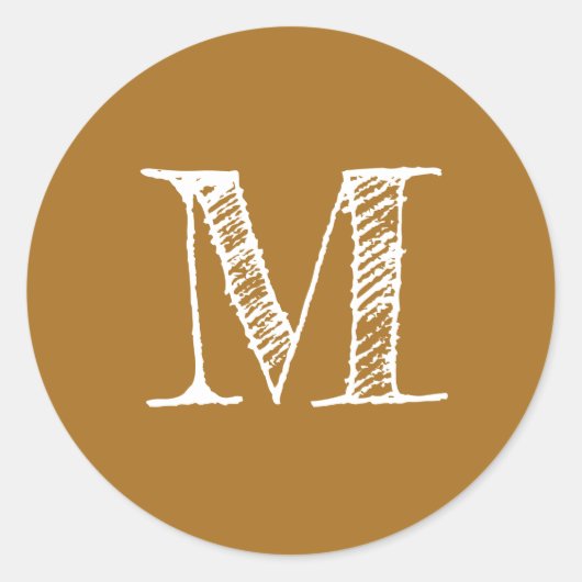Goldenes Senfmonogramm-Initial Runder Aufkleber (Vorderseite)