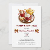 Goldenes Set mit heißem Choco, Weihnachten Einladung (Vorderseite)