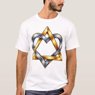 Goldenes Silberherz Dreiecks-Liebes-Symbol T-Shirt