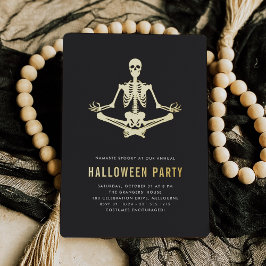 Goldenes Skeletton-Halloween-Party Folieneinladung