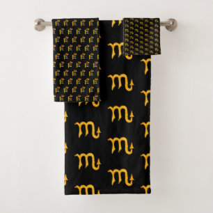 Goldenes Skorpio Astrologie Symbol Zeichen Badhandtuch Set