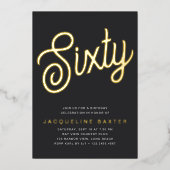 Goldenes Skript 60. Geburtstagsparty Folieneinladung (Vorderseite)