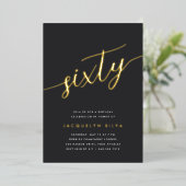Goldenes Skript 60. Geburtstagsparty Folieneinladung (Stehend vorne)