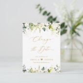 Goldenes Skript ändert das Datum der grünen weißen Postkarte (Stehend Vorderseite)