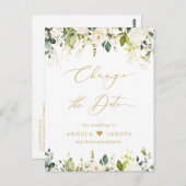 Goldenes Skript ändert das Datum der grünen weißen Postkarte (Vorne/Hinten)