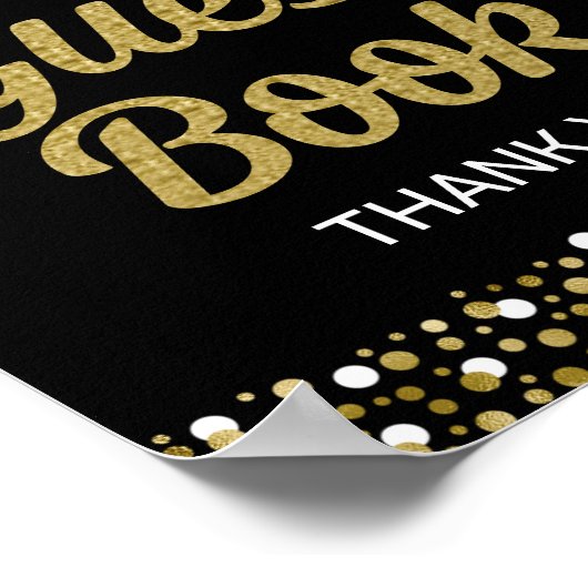 Goldenes Skript Bitte unterschreiben Sie das Gäste Poster (Ecke)