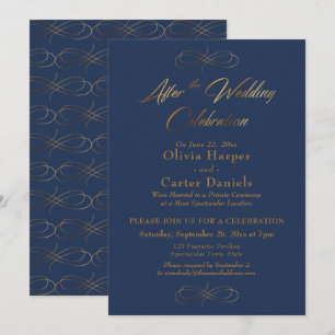 Goldenes Skript für die Marine nach der Hochzeitsf Einladung