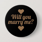 Goldenes Skript Heiraten Sie mir Button (Vorderseite)
