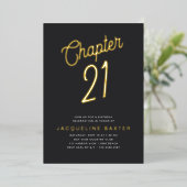 Goldenes Skript Kapitel 21 21. Geburtstag Party Folieneinladung (Stehend vorne)
