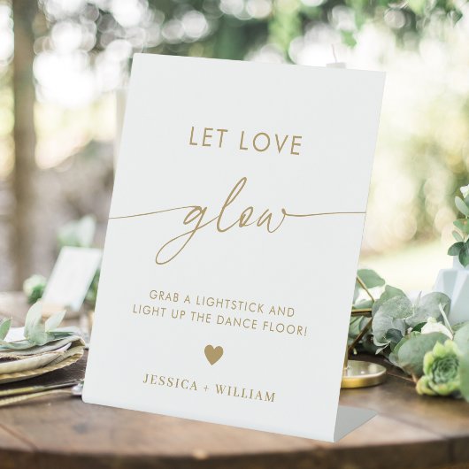 Goldenes Skript Lasse Liebe Glühen Hochzeitsglanz- Sockelschild