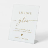 Goldenes Skript Lasse Liebe Glühen Hochzeitsglanz- Sockelschild (Vorderseite)