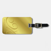 Goldenes Skript Mit Monogramm Gepäckträger Gepäckanhänger (Vorderseite horizontal)
