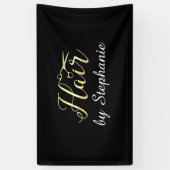 Goldenes Skript Scissors Hairstylist-Friseursalon Banner (Vertikal)