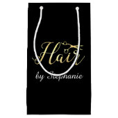 Goldenes Skript Scissors Hairstylist-Friseursalon Kleine Geschenktüte (Vorderseite)