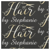 Goldenes Skript Scissors Hairstylist-Friseursalon Stoff (Nahaufnahme)