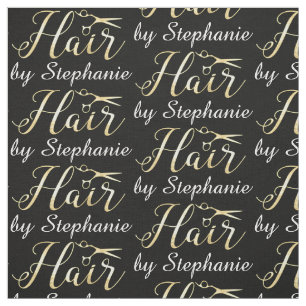 Goldenes Skript Scissors Hairstylist-Friseursalon Stoff