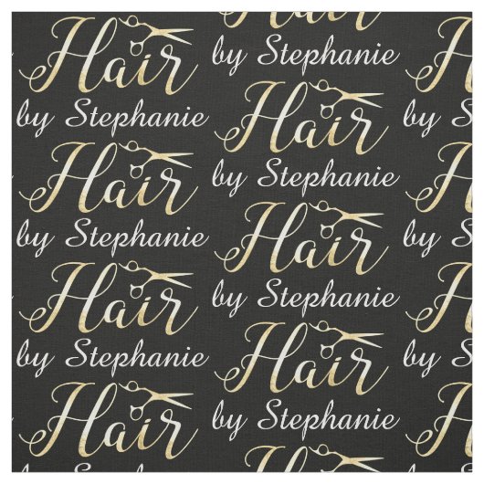 Goldenes Skript Scissors Hairstylist-Friseursalon Stoff (Muster)