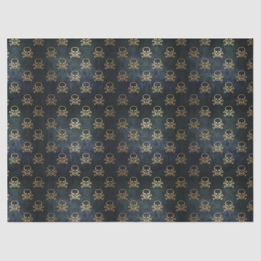 Goldenes Skull & Crossbones-Gewebepapier Seidenpapier (Vorderseite)
