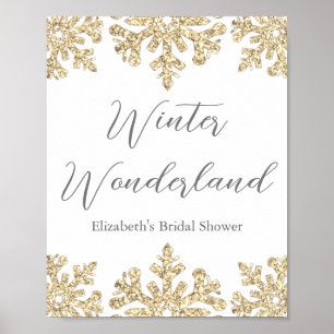 Goldenes Snowflake WinterBrautparty Poster