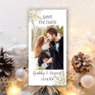 Goldenes Snowflake WinterWedding Save the Date Fot
