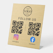 Goldenes Social-Media-QR-Code-Tablett-Display Sockelschild (Vorderseite)