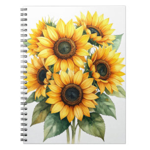Goldenes Sonnenblumen-Spiralnotizbuch Notizblock