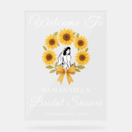 Goldenes Sonnenblumenfallen Brautparty Willkommen Acrylschild