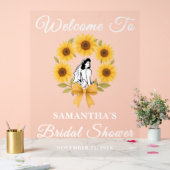 Goldenes Sonnenblumenfallen Brautparty Willkommen Acrylschild (Hochzeit)