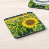 Goldenes Sonnenblumenfeld Getränkeuntersetzer (Linke Seite)