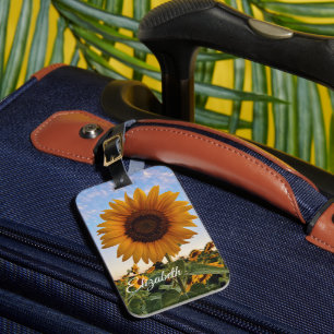 Goldenes Sonnenblumenfeld - Individuelle Name Gepäckanhänger