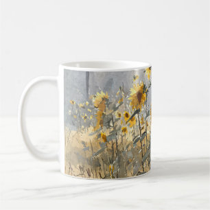 Goldenes Sonnenblumenfeld-Wasserfarben-Tasse Kaffeetasse
