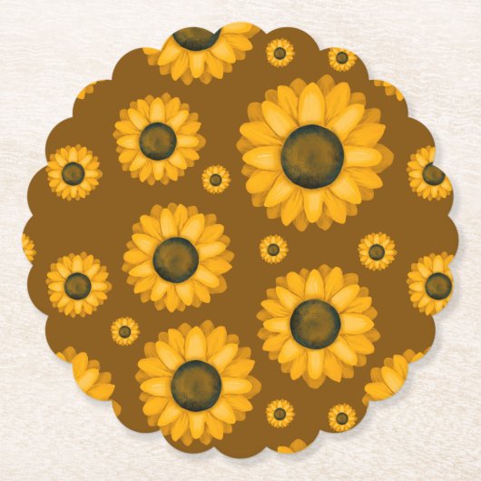 Goldenes Sonnenblumenmuster Untersetzer (Vorderseite)