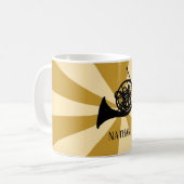 Goldenes Sonnenbrass-Musikinstrument für Horn Kaffeetasse (Vorderseite Links)