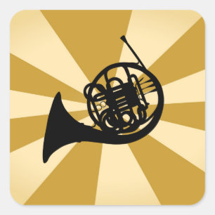 Goldenes Sonnenbrass-Musikinstrument für Horn Quadratischer Aufkleber