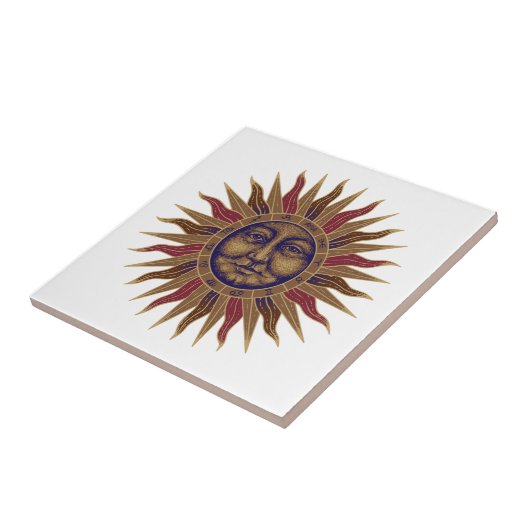 Goldenes SonnenGesicht Fliese (Seite)