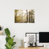 Goldenes Sonnenlicht durch Herbstbäume Poster (Heimbüro)