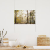 Goldenes Sonnenlicht durch Herbstbäume Poster (Küche)