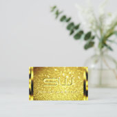 Goldenes Sparkle Gelbes Gold Glitzer Monogramm Visitenkarte (Stehend Vorderseite)
