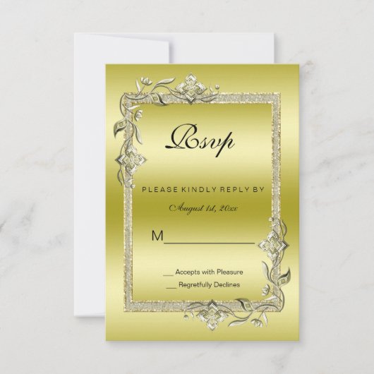 Goldenes Spiel & Glitzer 50. Goldene Hochzeit RSVP (Vorderseite)