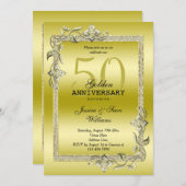 Goldenes Spiel & Glitzer 50. Hochzeitsjubiläum Einladung (Vorne/Hinten)