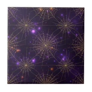 Goldenes Spinnennetz-Bokeh – Elegantes Halloween-N Fliese