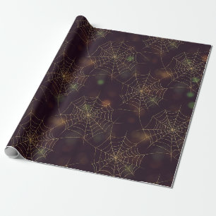 Goldenes Spinnennetz-Bokeh – Elegantes Halloween-N Geschenkpapier
