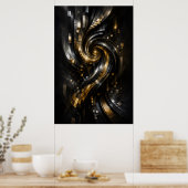 Goldenes Spiral-Wirbel-Poster Poster (Küche)