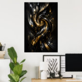 Goldenes Spiral-Wirbel-Poster Poster (Heimbüro)