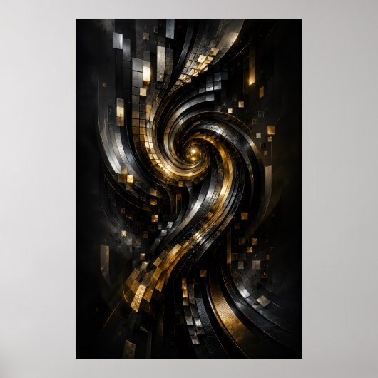 Goldenes Spiral-Wirbel-Poster Poster (Vorne)