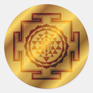 Goldenes Sri Yantra Runder Aufkleber