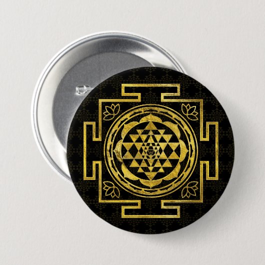 Goldenes Sri Yantra/Sri Chakra Button (Vorne & Hinten)