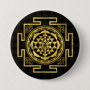 Goldenes Sri Yantra/Sri Chakra Button