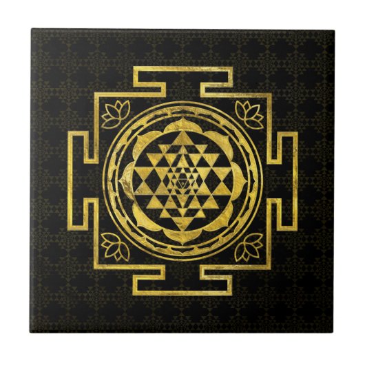 Goldenes Sri Yantra/Sri Chakra Fliese (Vorderseite)