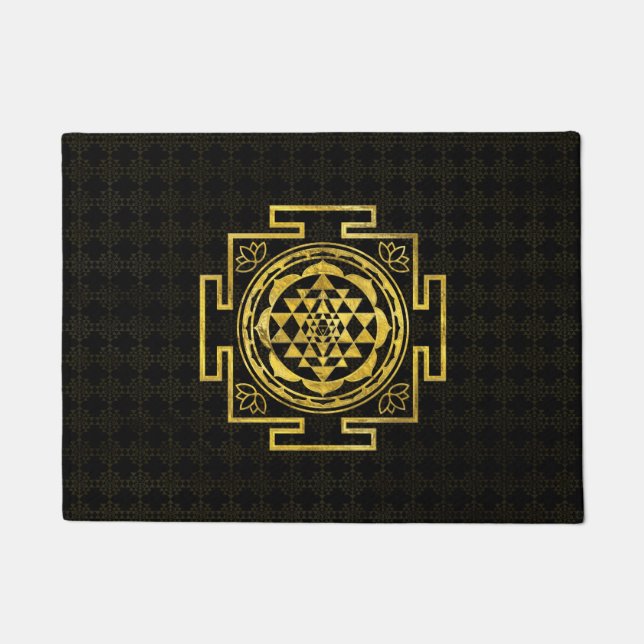 Goldenes Sri Yantra/Sri Chakra Fußmatte (Vorderseite)
